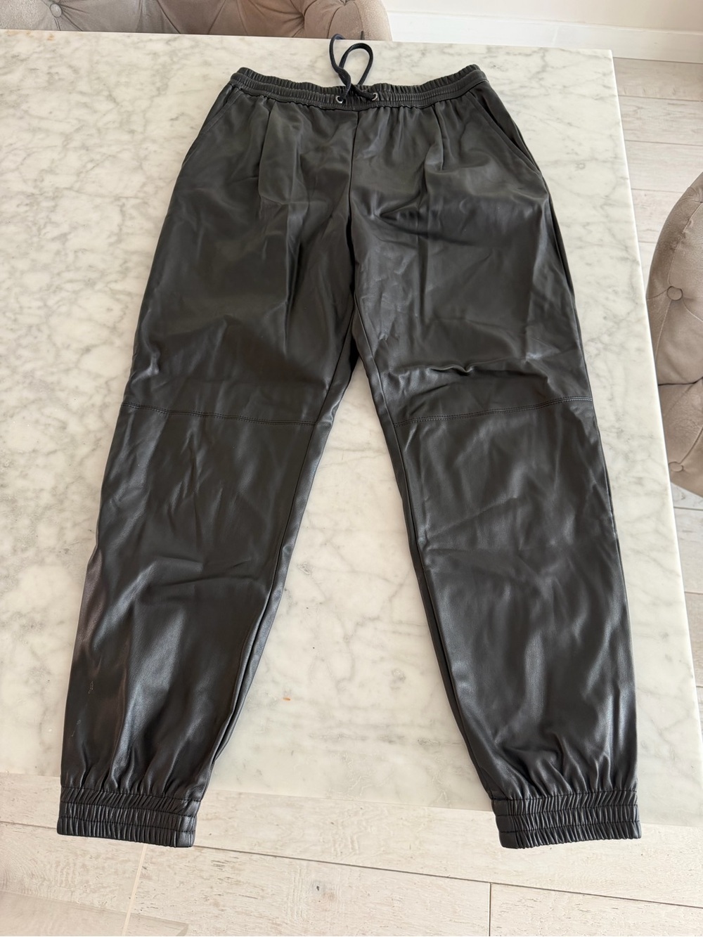 Zara Black Faux Leather Jogger Pants